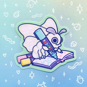 Marker Moth Glossy Waterproof Sticker Bug Artist Laptop Water Bottle Cute Bug Nature Insects