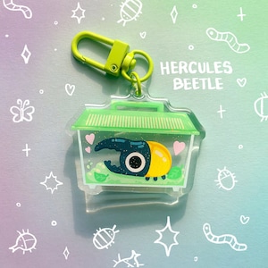 Stag OR Hercules Beetle Critter Keeper Acrylic Charm Keychain Nature Cute Bug Hercules Beetle