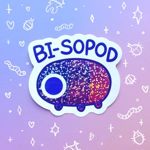 Bi-sopod Holográfica pegatina impermeable Isopod Roly Poly Rollie Pollie Bi LGBTQ+ Bug Laptop Botella de agua