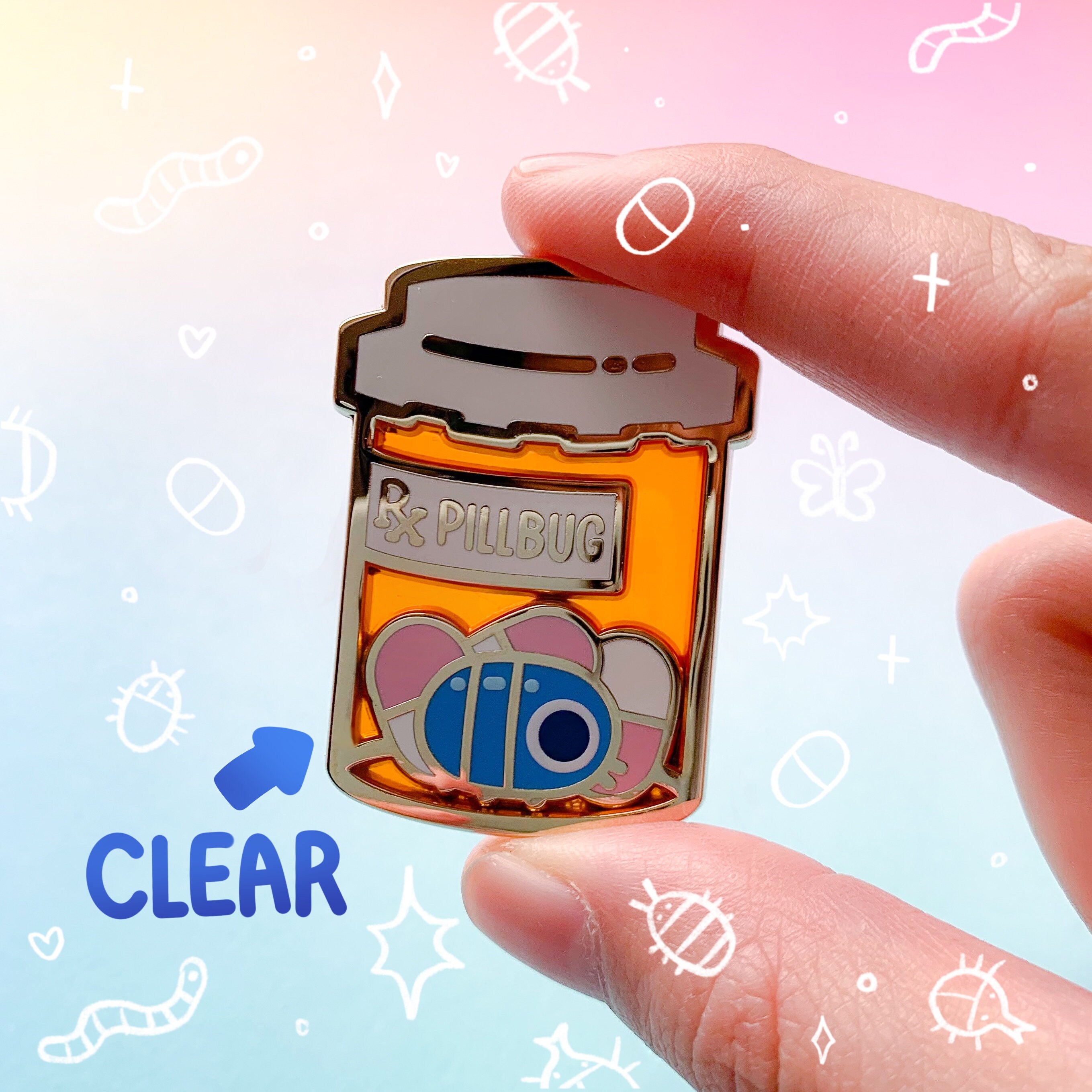 Pillbug Gold Transparent Enamel Pin Cute Isopod Bug Pin Pills ...