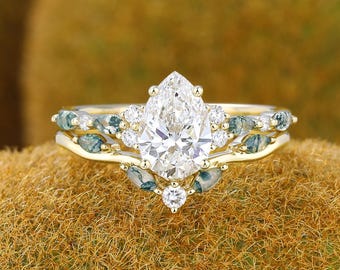 Verlobungsring mit 1 Karat birnenförmigem, im Labor gezüchtetem Diamanten (mit IGI-Zertifikat), Gelbgoldring, Marquise-Diamantring, Versprechensring zum Jahrestag