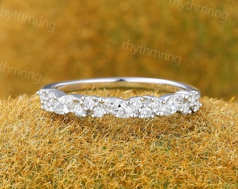 Halbe Ewigkeit Weißgold-Lab-Grown-Diamant-Ring Weißgold-Ring Weißgold-Ring Vintage-Hochzeitsring Diamant stapelbar