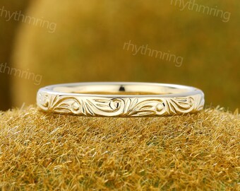 2.5 MM Minimalist Hochzeit Band Vintage Solide Gelbgold Schlichter Ehering Zierliches Band Schlichte Braut Matching Band Hochzeit Jahrestag Ring