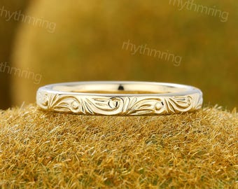 2.5 MM Minimalist Hochzeit Band Vintage Solide Gelbgold Schlichter Ehering Zierliches Band Schlichte Braut Matching Band Hochzeit Jahrestag Ring