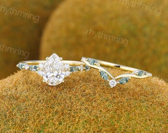Verlobungsring mit 1 Karat birnenförmigem, im Labor gezüchtetem Diamanten (mit IGI-Zertifikat), Gelbgoldring, Marquise-Diamantring, Versprechensring zum Jahrestag