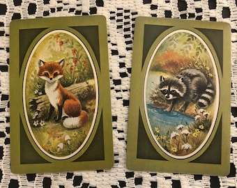 Adorable Vintage Woodland Creatures (Fox & Racoon) Cards for Junk Journals, Collecting, Swap/Craft/etc. (Vintage/Nature Journal)