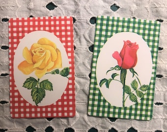 Vintage Rose Card Pair -Red, Pink, Yellow, w/Green | Junk Journals, Vintage Ephemera, Collecting, Scrapbooking, Collage, and More