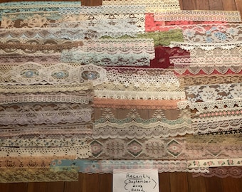 Destash Sale! 10-100 Piece Mostly Vintage Lace & Trims (Opt. 8,", 12," 16") Read Description! Journals/Sewing/Slow Stitch - Huge Variety!!!