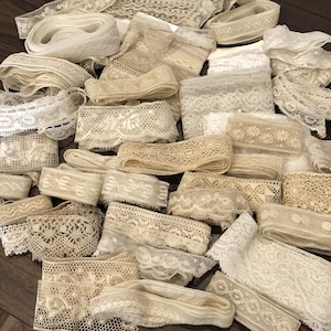 Antique/Very Old Vintage Lace 10 pieces, 12, 16 or 18 Fine French Lace, etc. Sewing, journals, slow stitch, etc. No synthetic fibers image 5