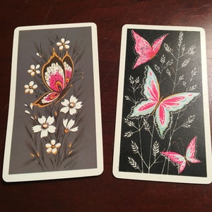Vintage Butterfly and Flowers Trade/Swap Playing Cards for Junk Journal Ephemera or Other Crafting, Slim Design, Unique Design