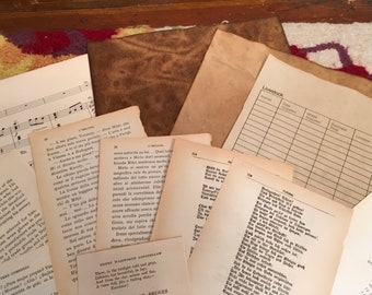 50-75+ Antique/Vintage Book Pages, Ledger, Field Guides, Music Score, Pages in Multiple Languages & More! (Coffee Dyed Pages available!)