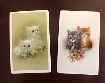 Adorable Vintage Kitten Cards (1Pair) Vintage Playing Cards/Kitten Ephemera/Vintage Cat Ephemera/Ephemera for Junk Journals/Art Projects