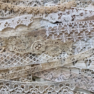 All ANTIQUE/OLD Vintage Texture Grab Bag Snippets/ Trim Pieces/Bundle Antique Lace, French Lace Crochet, Alencoln, etc PLEASE C descript.