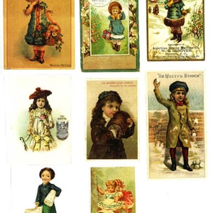 Victoriaanse ruilkaarten Digi Kit "Little Ladies" Prachtige Victoriaanse reclame-/belkaarten/ruilkaarten van eind 1800 tot begin 1900