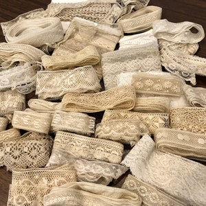 Antique/Very Old Vintage Lace 10 pieces, 12, 16 or 18 Fine French Lace, etc. Sewing, journals, slow stitch, etc. No synthetic fibers image 9