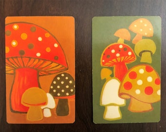 Unique, Cute Vintage Mushroom Card Pair for Junk Journals/Scrapbooking/Collecting/& Many More Craft Projects
