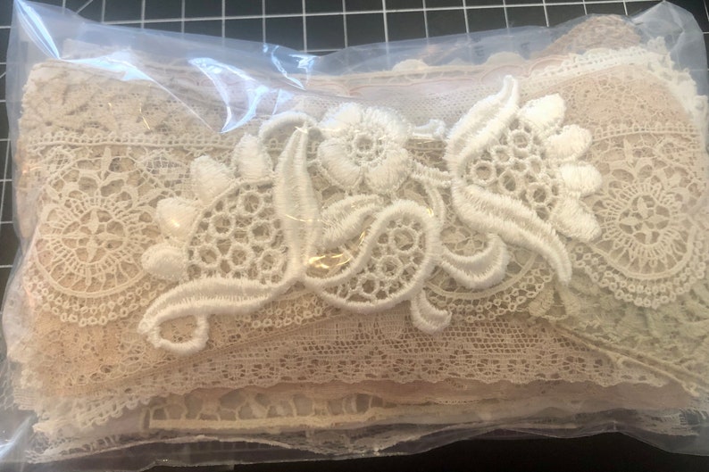 Antique/Older Vintage Texture Grab Bag Snippets Antique/Vintage Trim Pieces/Bundles Antique Lace, French Lace, Tatting, etc See description image 10