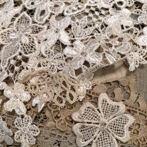 Antique/Older Vintage Texture Grab Bag Snippets Antique/Vintage Trim Pieces/Bundles Antique Lace, French Lace, Tatting, etc See description image 2