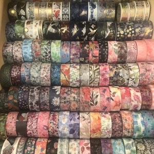15 Piece Washi Tape Sample Cards! 7 yds. Total!!! (18 &quot;ea) Choose Your Theme!  Journals, Planners, Crafts, HUGE Selection! READ DESCRIPTION!
