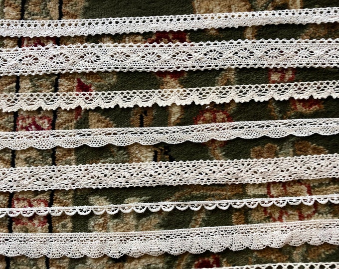10 Crochet Lace Pieces /all in Natural Vintage Color 18 Lengths Crochet