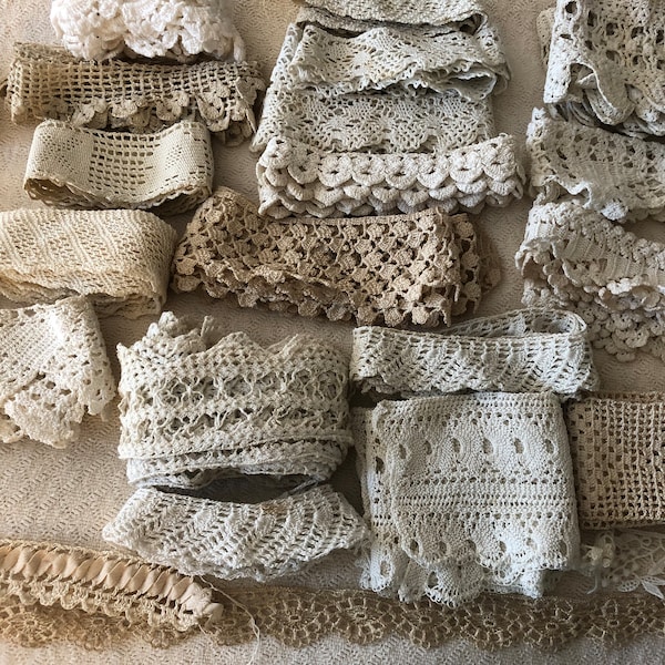 OLD Crochet Lace | Antique/Vintage Handmade Crochet/Tatted Lace, Collars, etc. /Late 1800-30s Plz. READ/UNDERSTAND Description b4 ordering