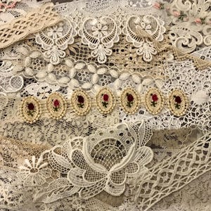 Vintage Texture Grab Bag Snippets /Vintage Trim Pieces/Bundles Vintage Lace, Unique Trims, Crochet, Venise Lace, & More- See description!