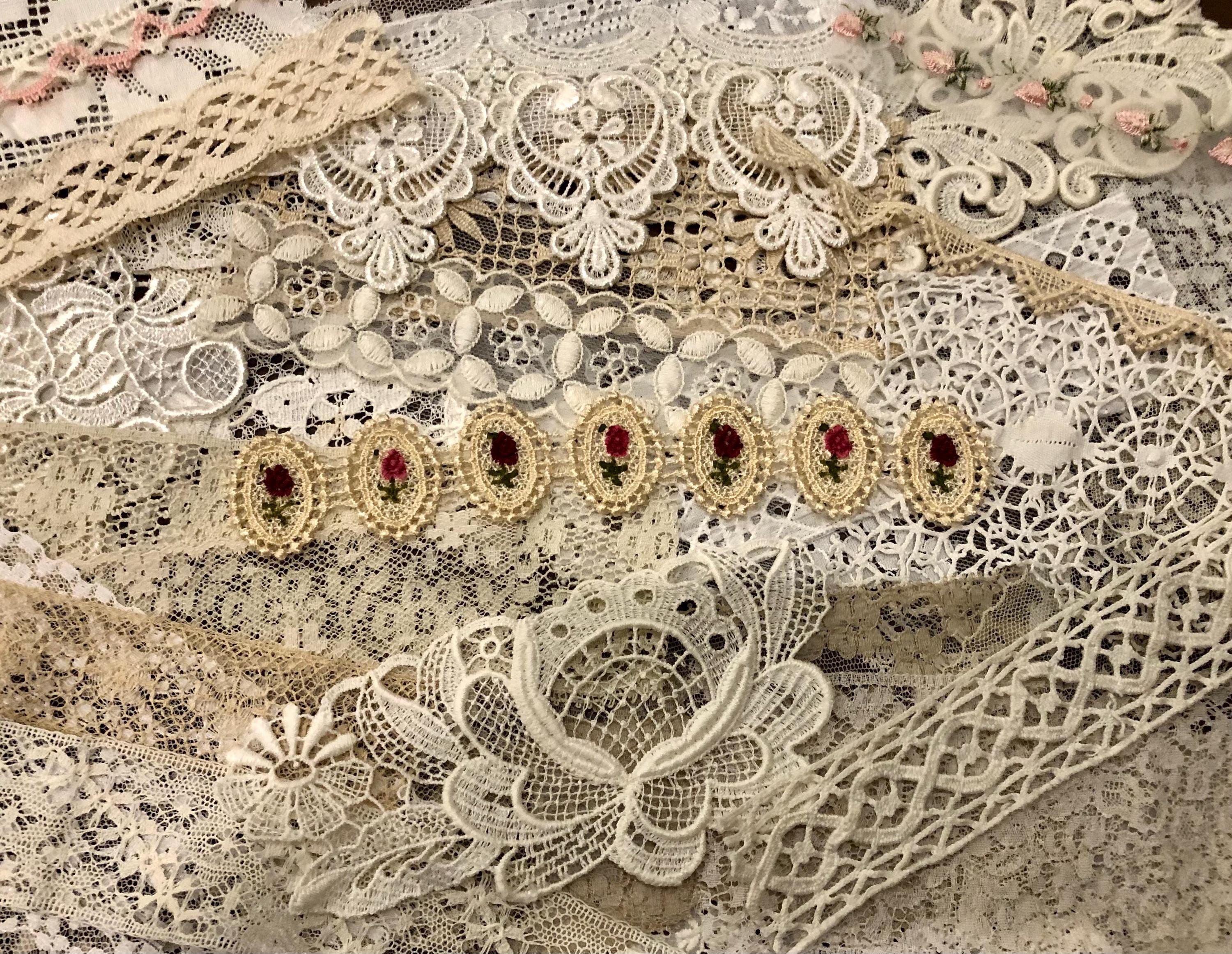 Vintage Texture Grab Bag Snippets /Vintage Trim Pieces/Bundles Vintage Lace, Unique Trims, Crochet, Venise Lace, & More- See description!
