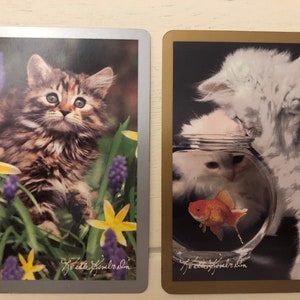 2 Beautiful Vintage Kitten Cards (1Pair) Vintage Playing Cards/Kitten Ephemera/Vintage Cat Ephemera/Ephemera for Junk Journals/Art Projects
