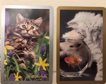 2 Beautiful Vintage Kitten Cards (1Pair) Vintage Playing Cards/Kitten Ephemera/Vintage Cat Ephemera/Ephemera for Junk Journals/Art Projects