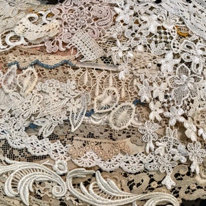 All Antique/Old Vintage Texture Grab Bag Snippets, Antique/Vintage Trim Pieces/Bundles Antique Bits of Lace, Tatting, etc. See description!