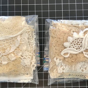 Antique/Older Vintage Texture Grab Bag Snippets Antique/Vintage Trim Pieces/Bundles Antique Lace, French Lace, Tatting, etc See description image 9