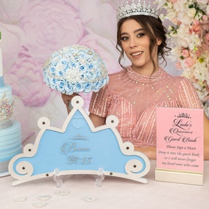 quinceanera baby blue guest book, light blue quinceanera guest book, blue mis 15, dusty blue quinceanera signature book, light blue decor
