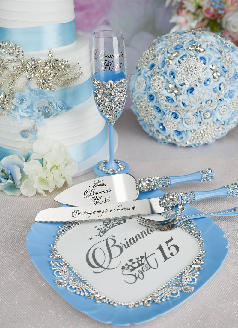 Baby Blue Quinceanera Bouquet Dusty Blue Quince Decor - Etsy