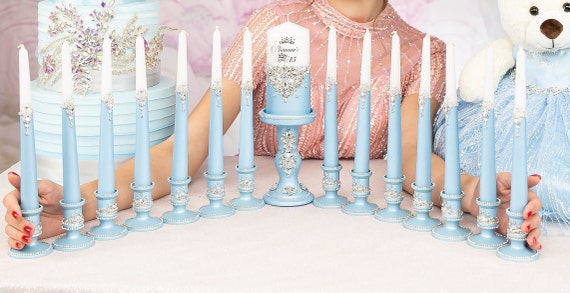 Baby Blue Quinceanera 15 Candles Set, Light Blue Quinceanera