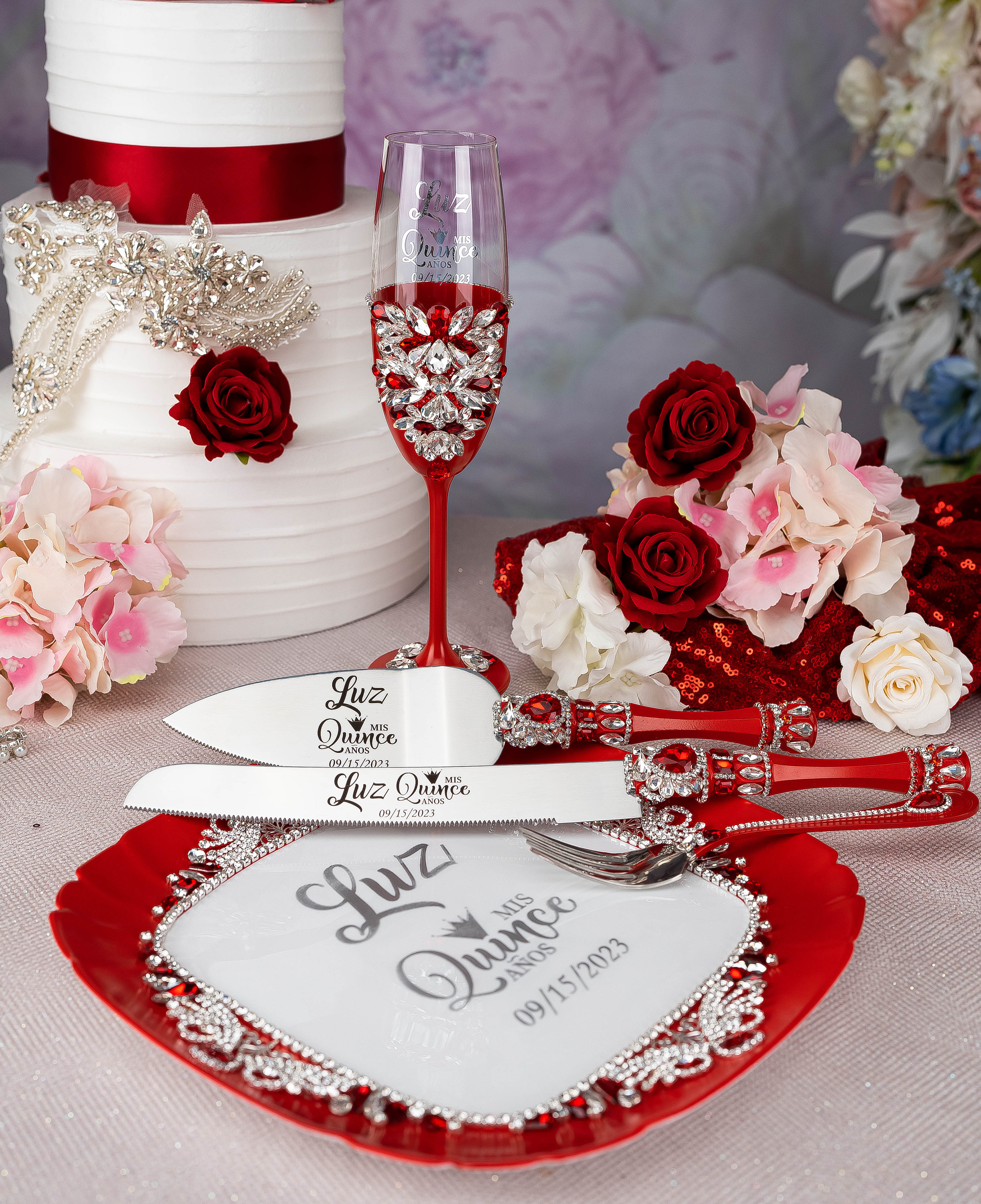 Red Quinceanera Table Decorations