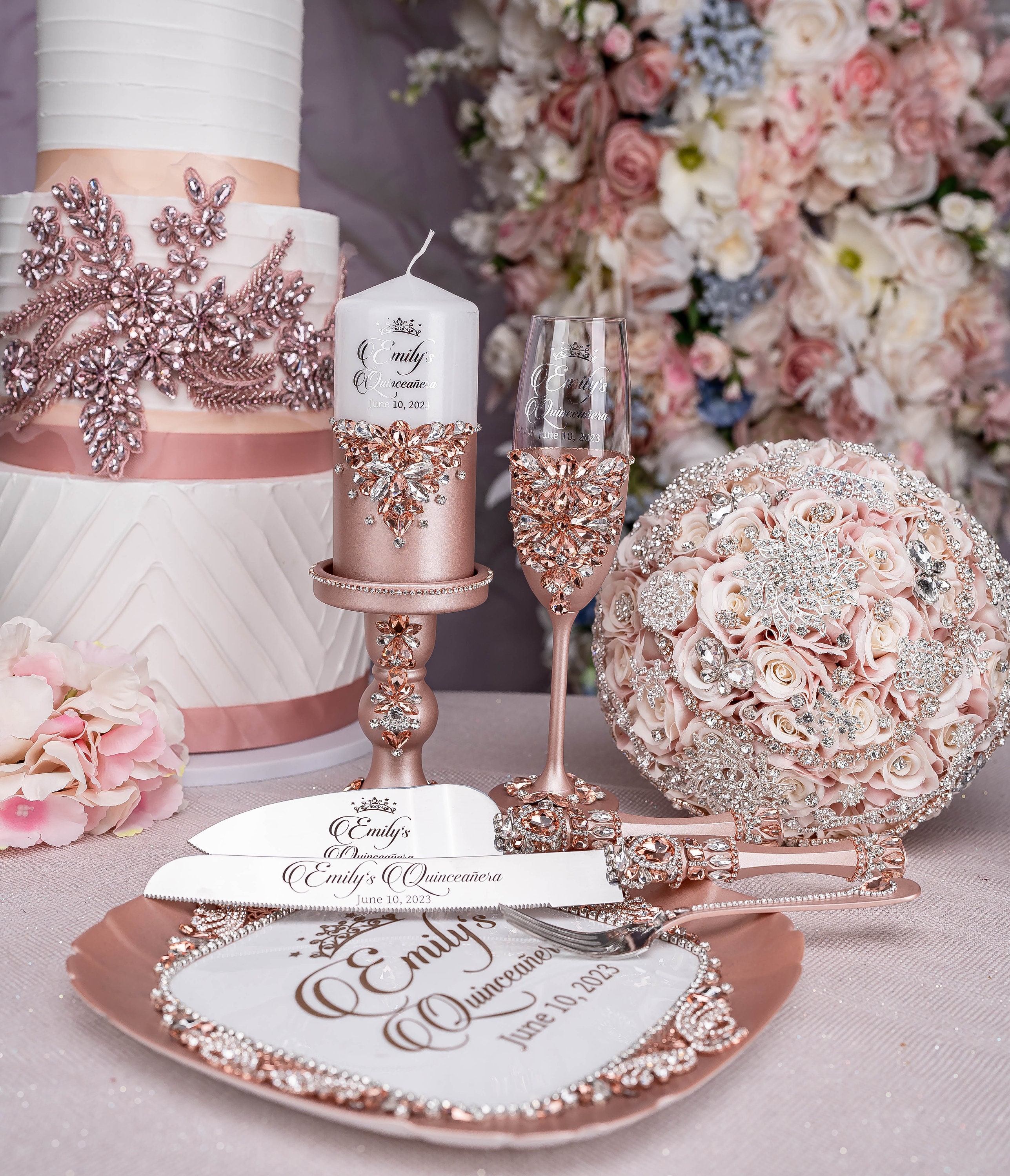 Blush Pink Rose Gold Quinceanera Decor Dusty Pink - Etsy Blush Pink Rose Gold Quinceanera Decor Dusty Pink - Etsy