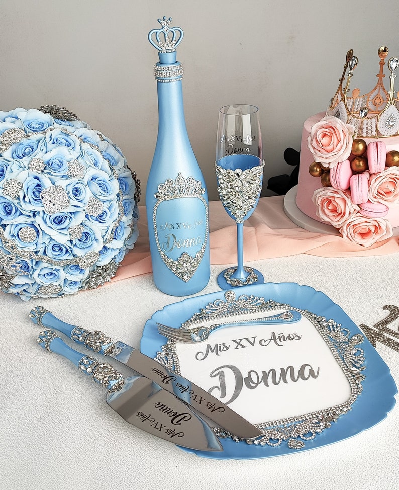 Quinceanera Baby Blue Decor Light Blue Quinceanera Cake Mis - Etsy