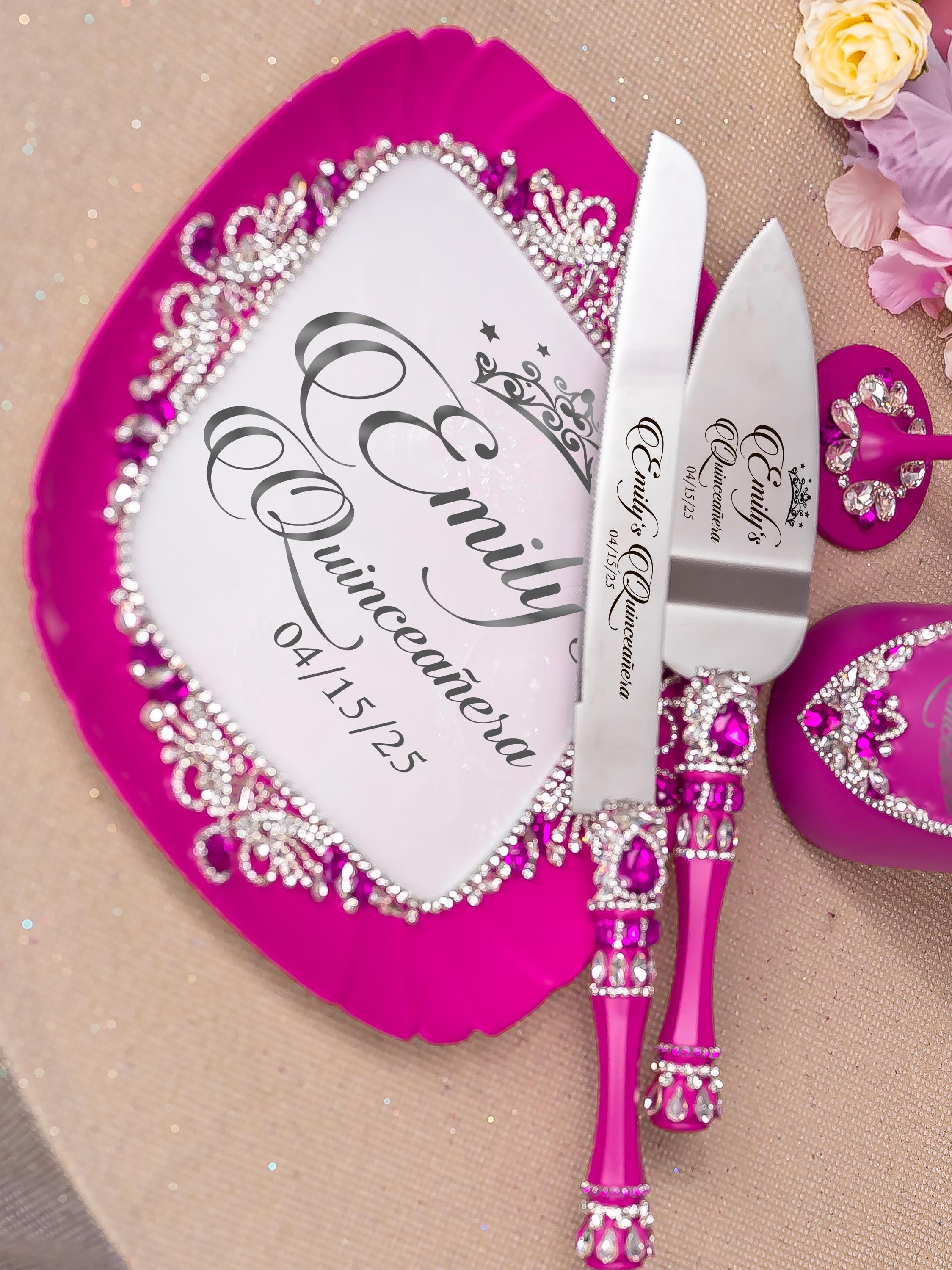 Fuchsia Quinceanera Bouquet: Hot Pink & Silver Ramo, Sweet 