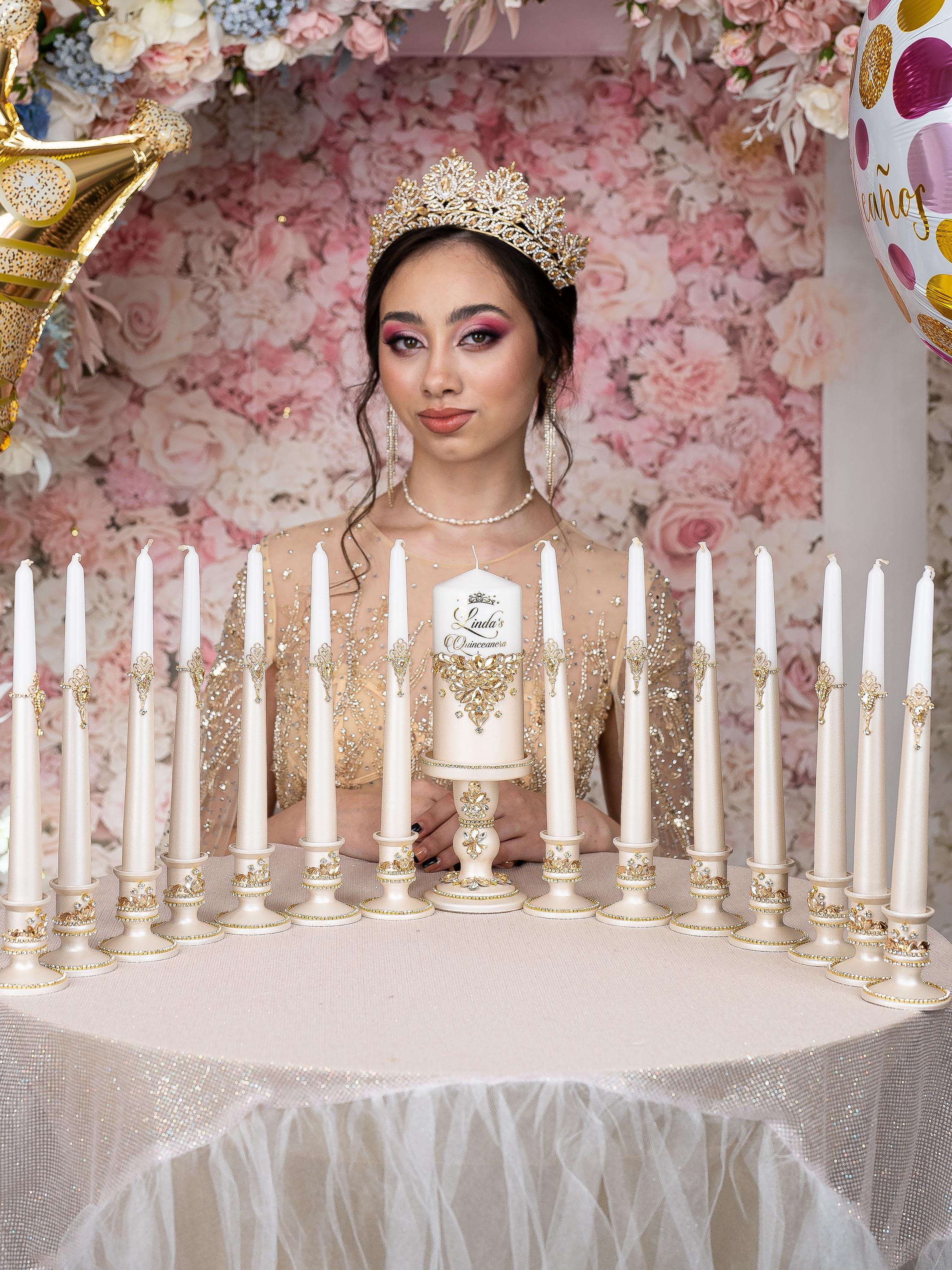 メーカー直売所 Gold quinceanera 15 candles set, gold quinceanera candle ライト・ランタン