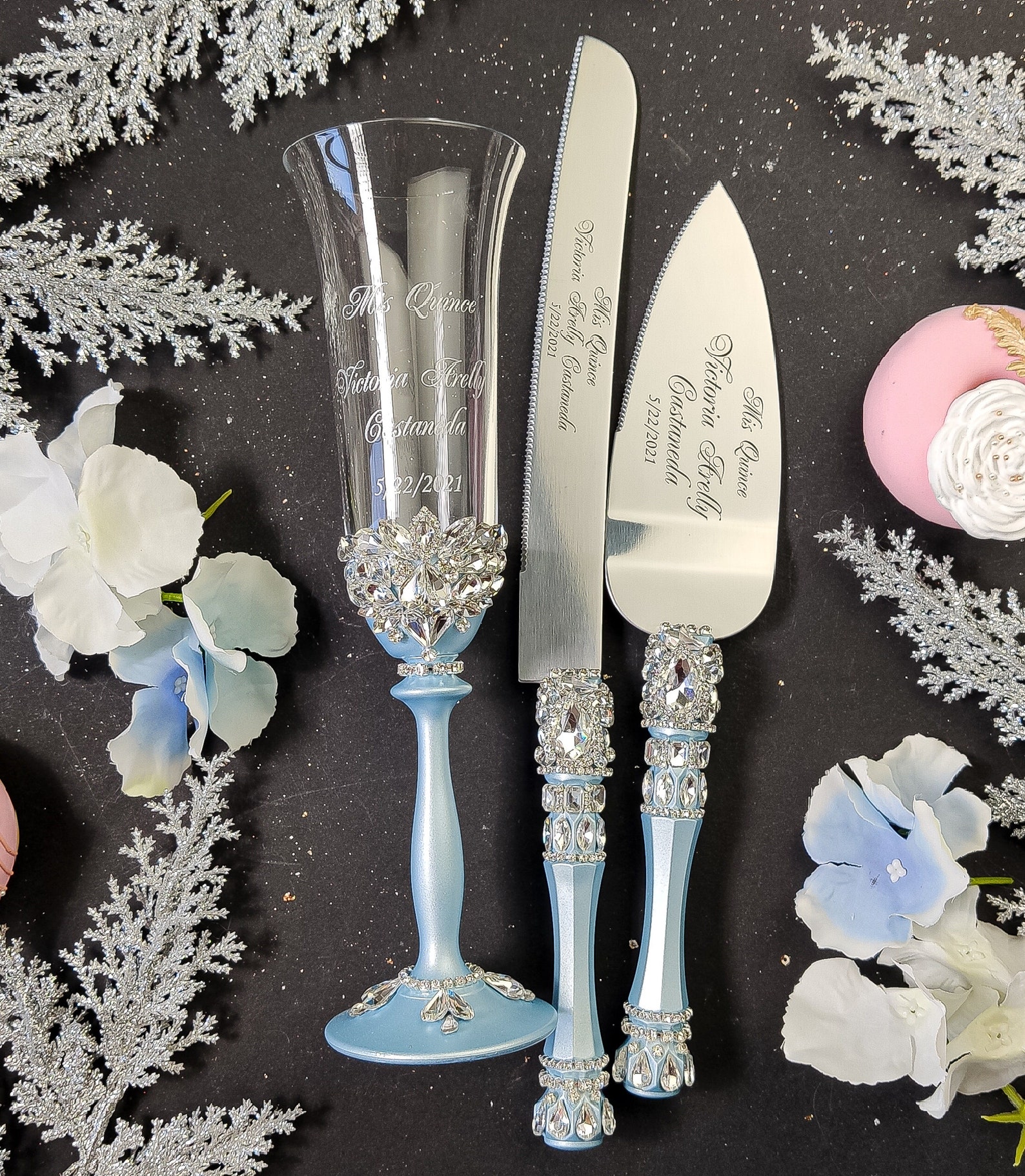 Quinceanera Baby Blue Decor Light Blue Quinceanera Cake Mis - Etsy