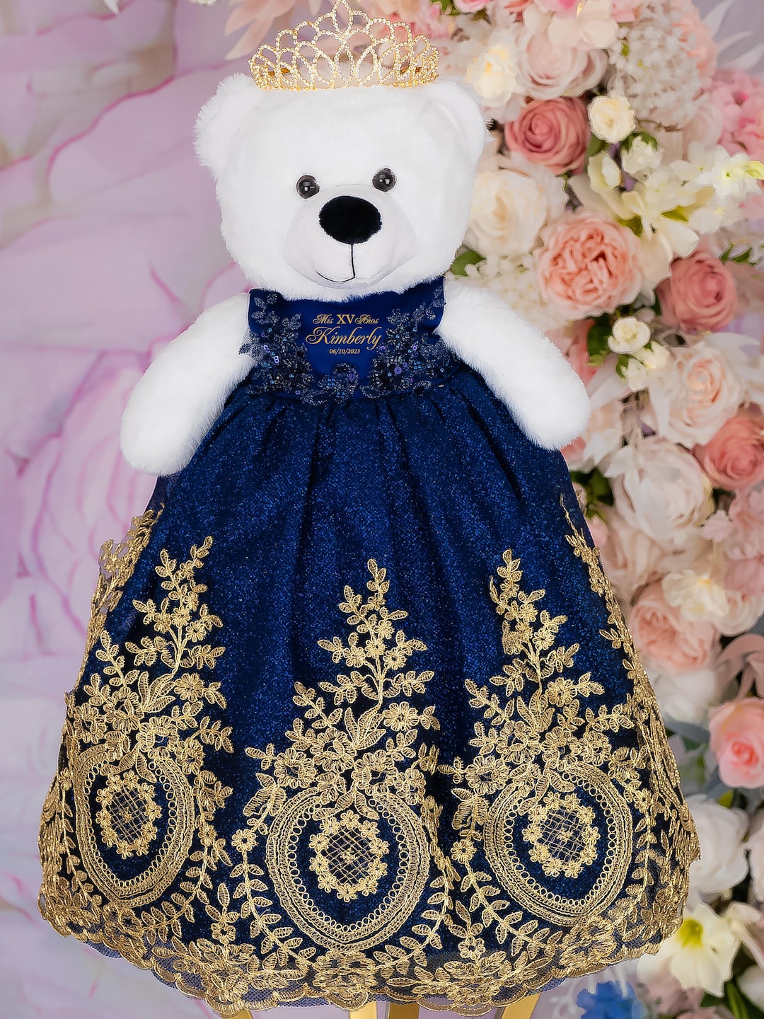 Quinceanera Bear Navy Blue & Gold: Mis XV Decorations