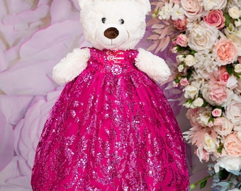 Fuchsia Quinceanera Bear: Personalized Rosa Fuerte Quince Pluch