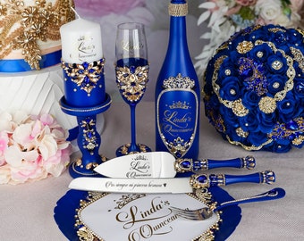 A royal blue, black and gold themed birthday