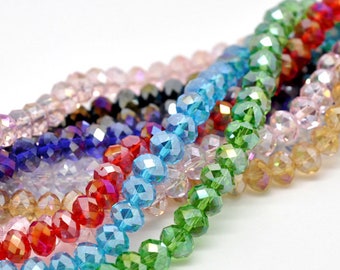 Chinese Crystal Tiny Rondelles Beads Transparent Rosaline Pale Peachy Pink AB Finish 3x4mm