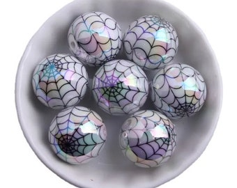 20mm AB Halloween Beads | Bubblegum Beads | AB Spider Web Beads | Spooky Beads | Scary Beads