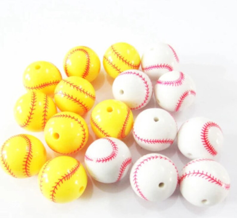 20mm Baseball or Softball Bubblegum Beads Sports Beads Etsy