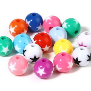 12mm Star Beads | Star Print Beads | Bubblegum Beads | Summer Beads | Bag of 100