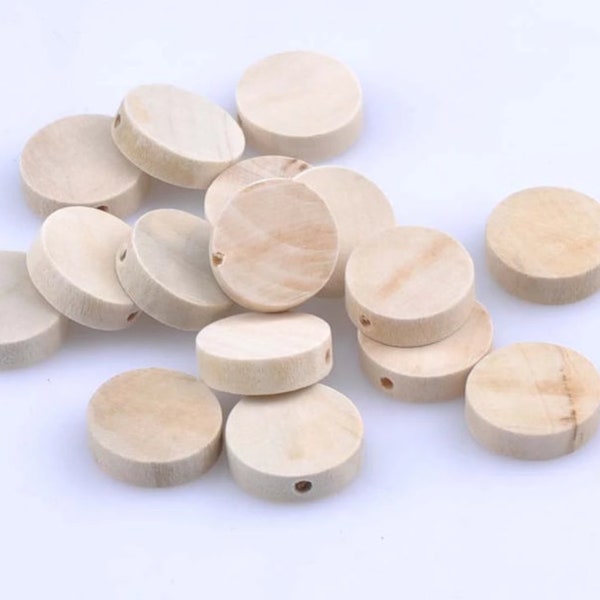 20mm Wood Disc Bead | Natural Wood | Pack of 50 Beads