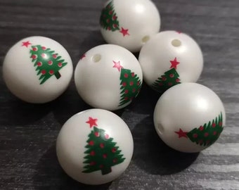 20mm Beads | Christmas Tree Bubblegum Beads | Christmas Beads | Holiday Beads | Cute Chunky Beads | Beading Supply