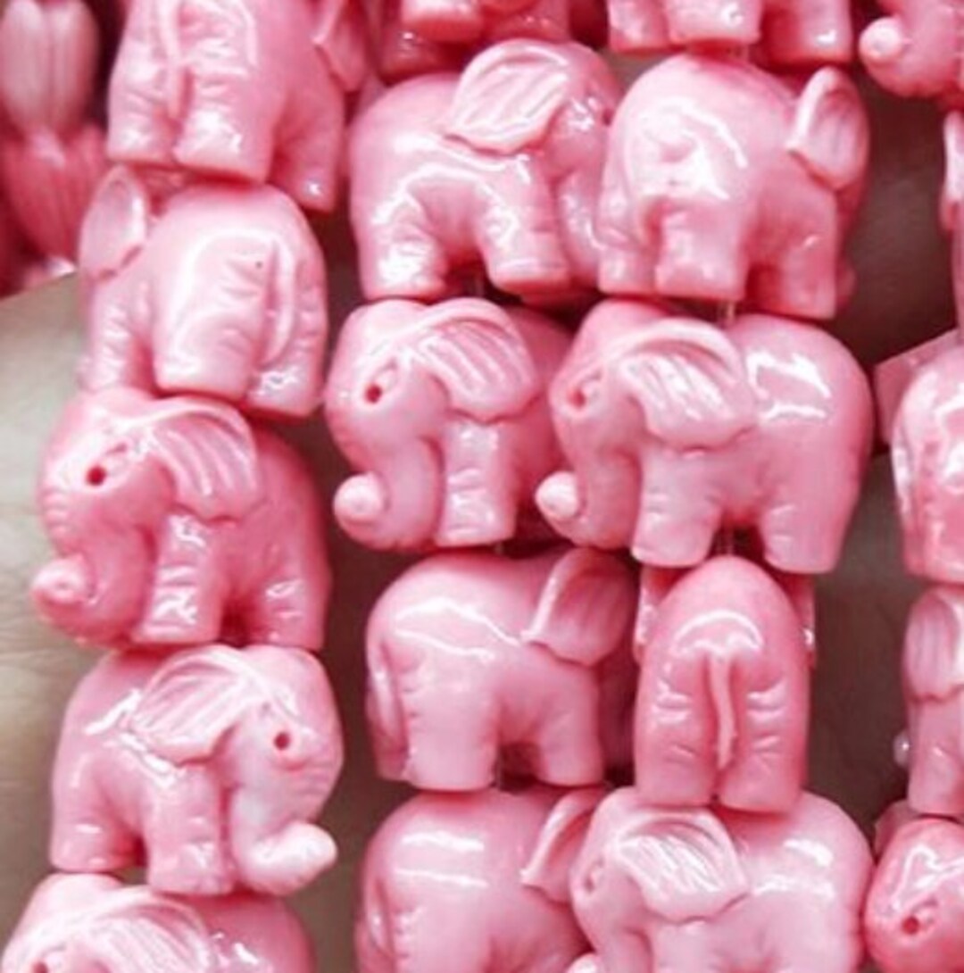 Coral Elephant Beads Animal Beads Pachyderm Beads Beading Supply